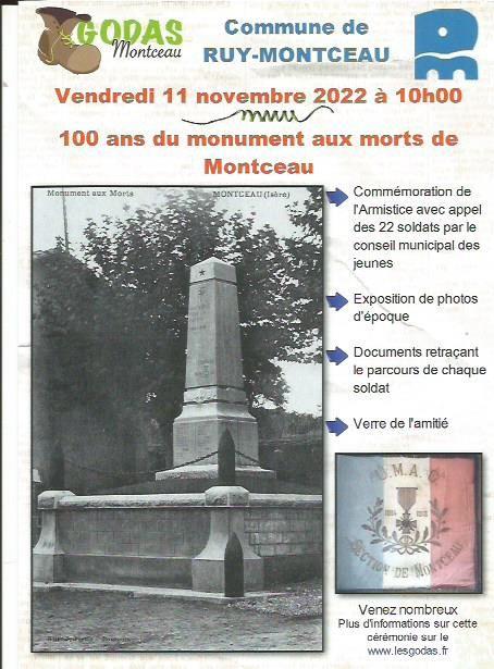 Flyer 100 ans monument aux morts Montceau